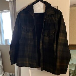Pendleton Men's Plaid Jacket - Dark Green and Brown Wool vintage 60s